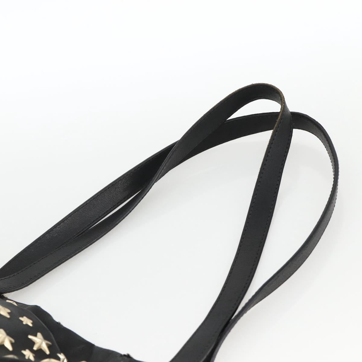 Jimmy Choo Tote Bag Leather Black Gold Auth bs34093