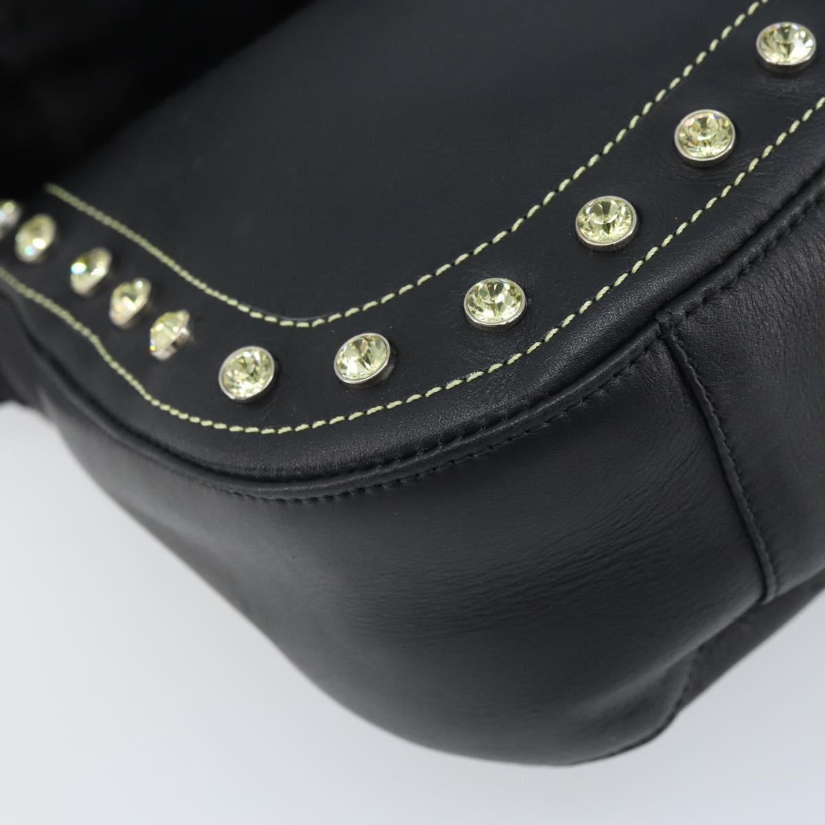 Gianni Versace Hand Bag Nylon Black Gold Auth bs34097