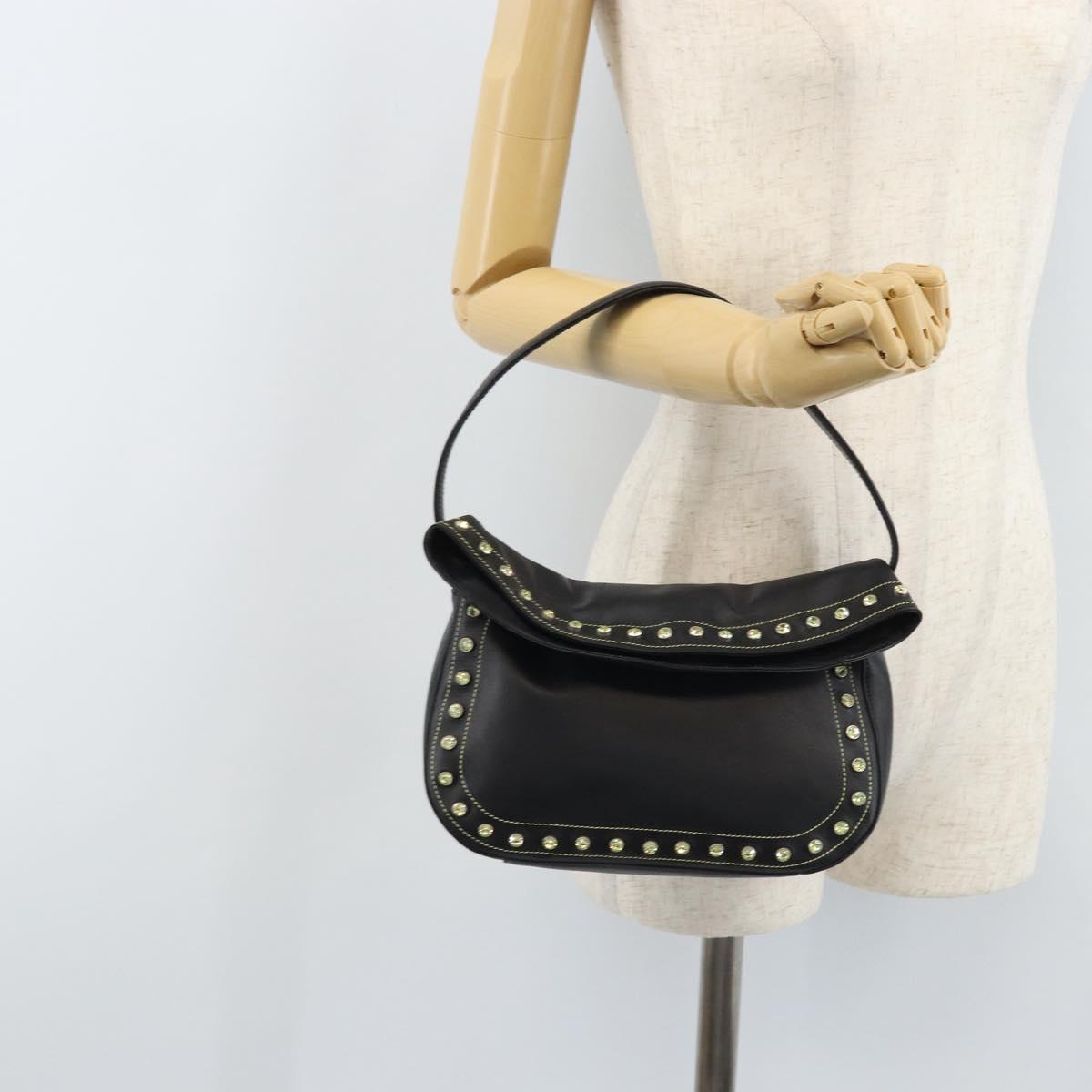 Gianni Versace Hand Bag Nylon Black Gold Auth bs34097