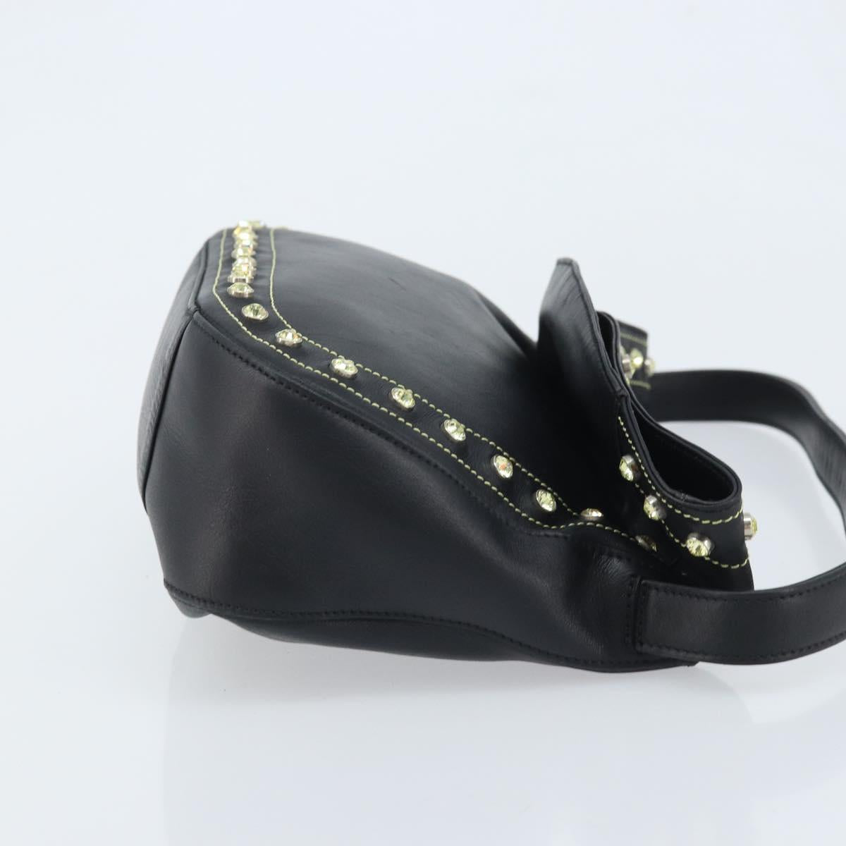 Gianni Versace Hand Bag Nylon Black Gold Auth bs34097