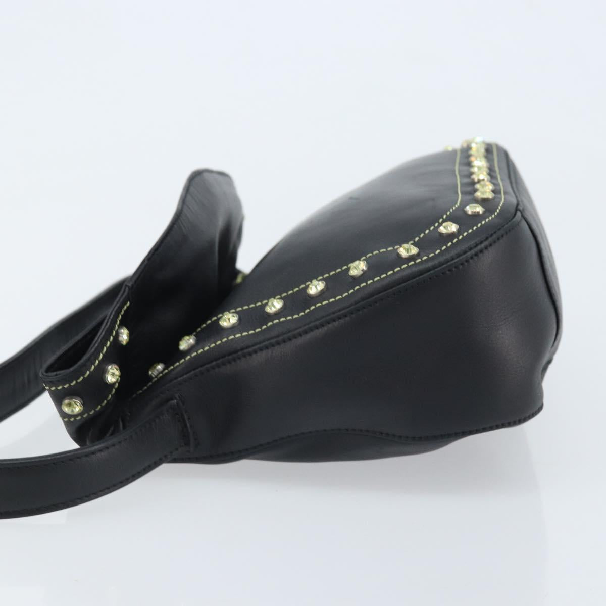 Gianni Versace Hand Bag Nylon Black Gold Auth bs34097