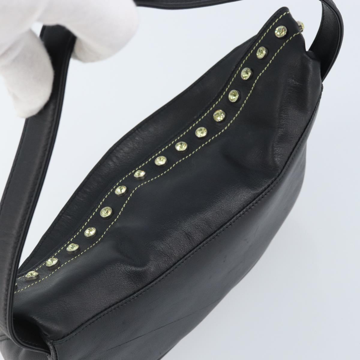 Gianni Versace Hand Bag Nylon Black Gold Auth bs34097