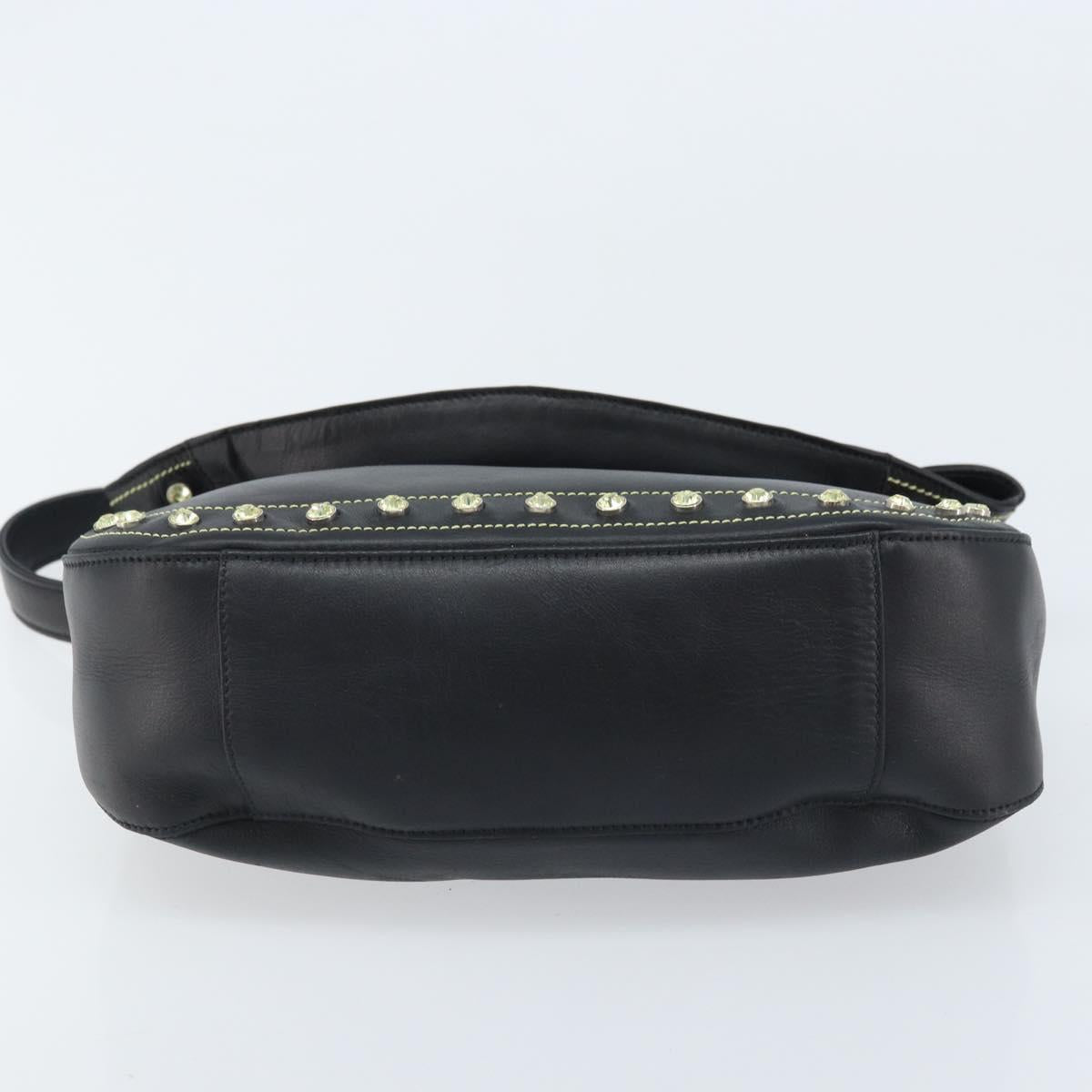 Gianni Versace Hand Bag Nylon Black Gold Auth bs34097