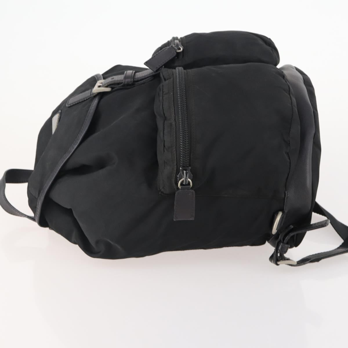 PRADA Backpack Nylon Black Silver Auth bs34099