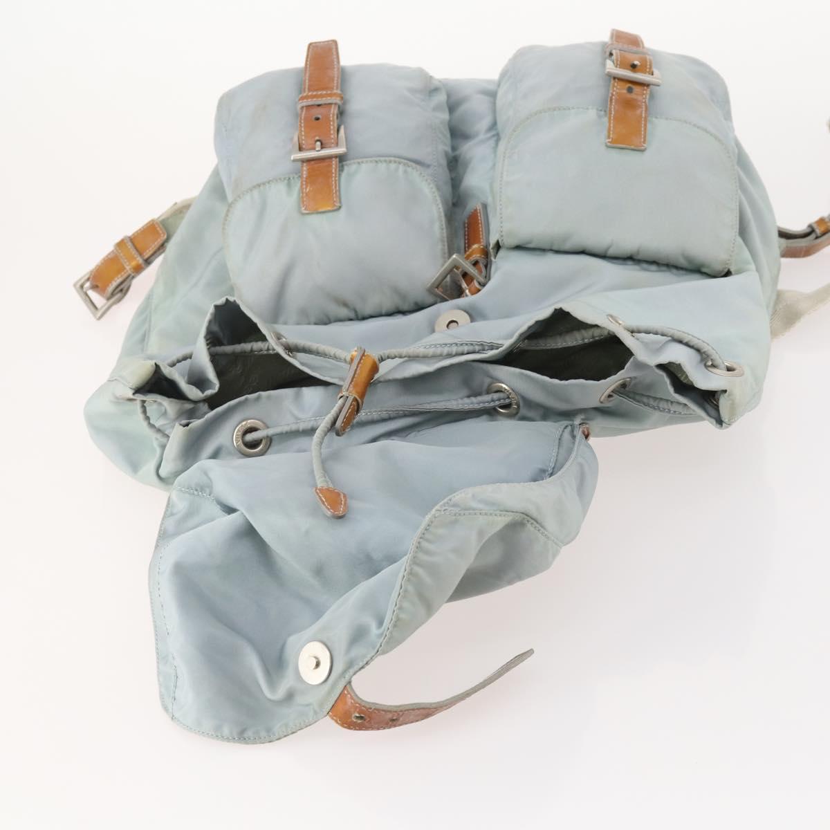 PRADA Backpack Nylon Light Blue Silver Auth bs34101