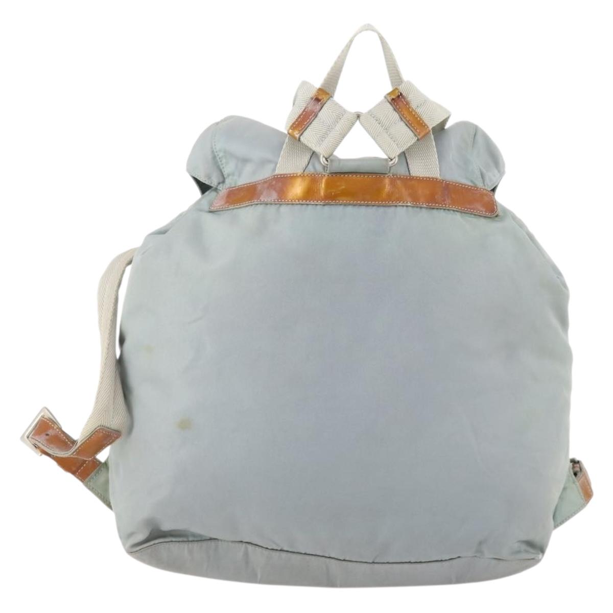 PRADA Backpack Nylon Light Blue Silver Auth bs34101