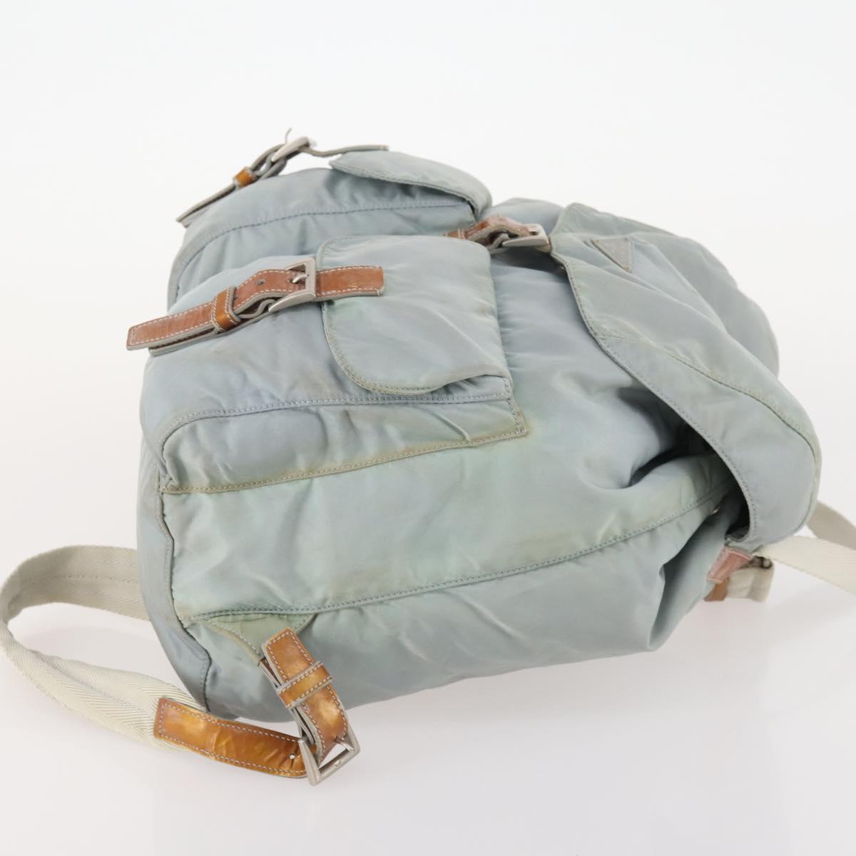 PRADA Backpack Nylon Light Blue Silver Auth bs34101