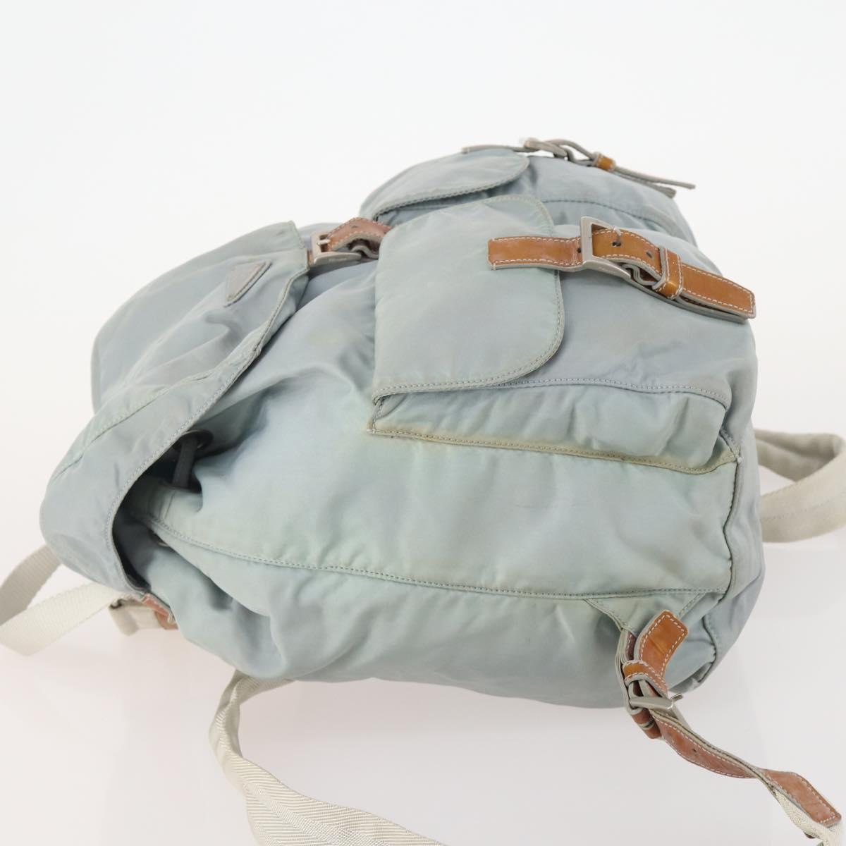 PRADA Backpack Nylon Light Blue Silver Auth bs34101