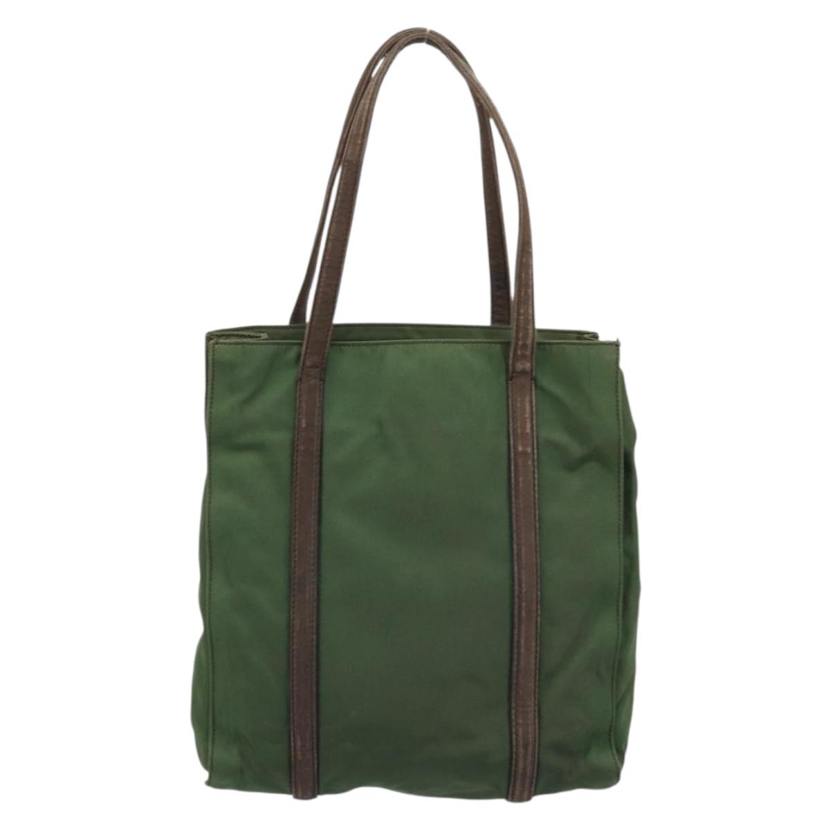 PRADA Hand Bag Nylon Green Auth bs34103