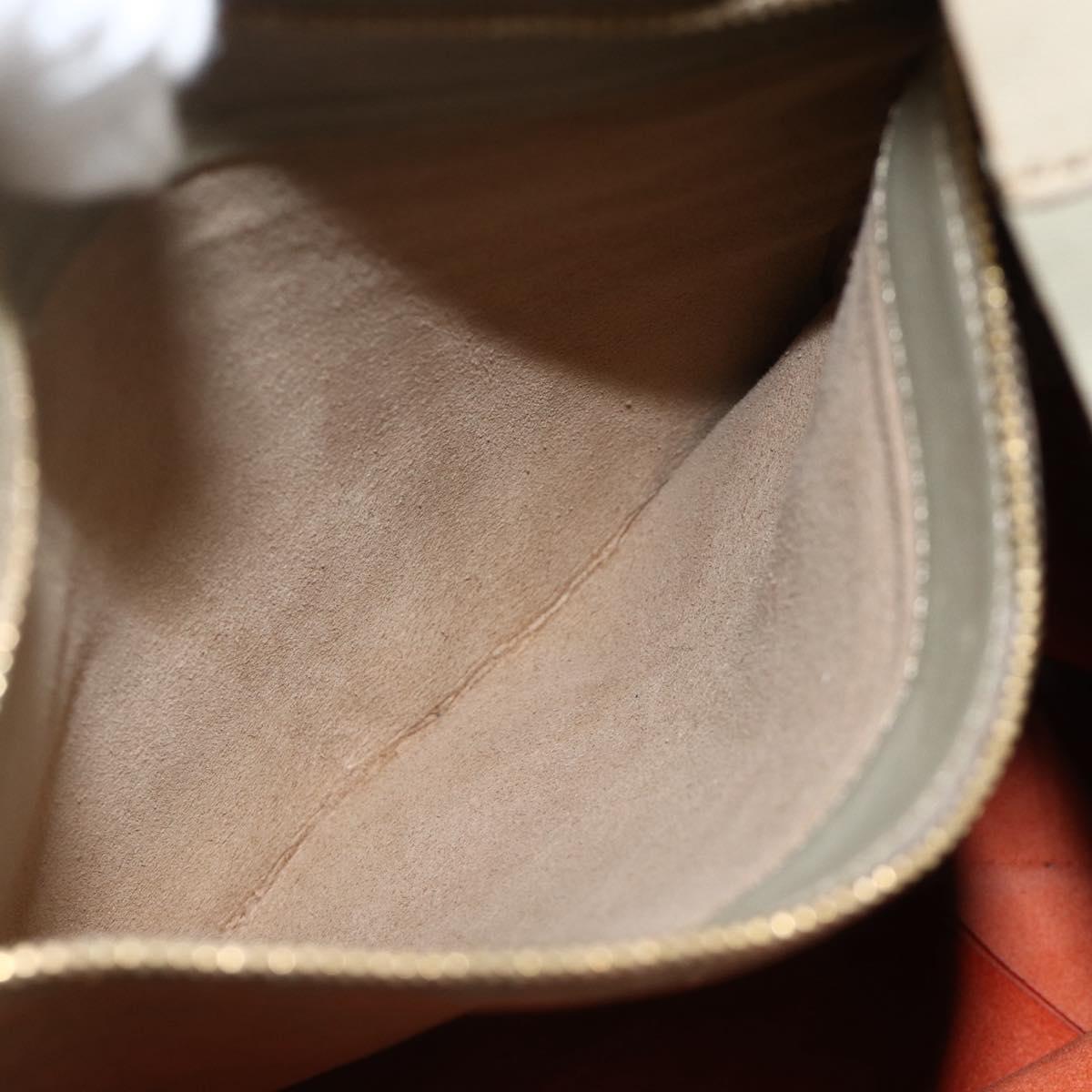 CELINE Hand Bag Leather Beige Gold Auth bs34104