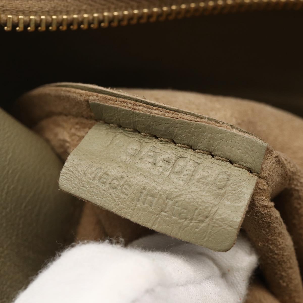 CELINE Hand Bag Leather Beige Gold Auth bs34104