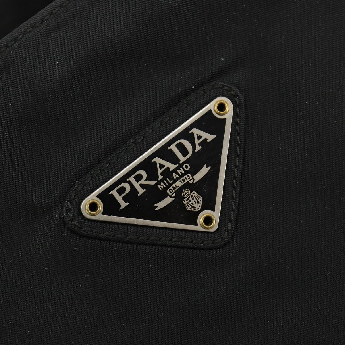 PRADA Hand Bag Nylon Black Silver Auth bs34105