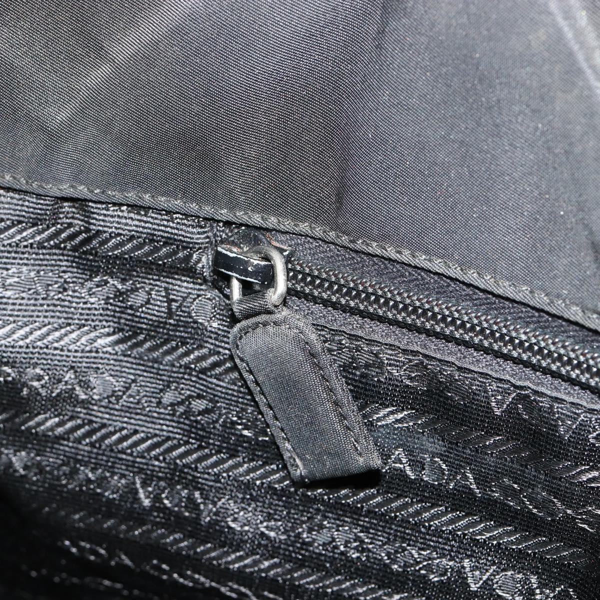 PRADA Hand Bag Nylon Black Silver Auth bs34105
