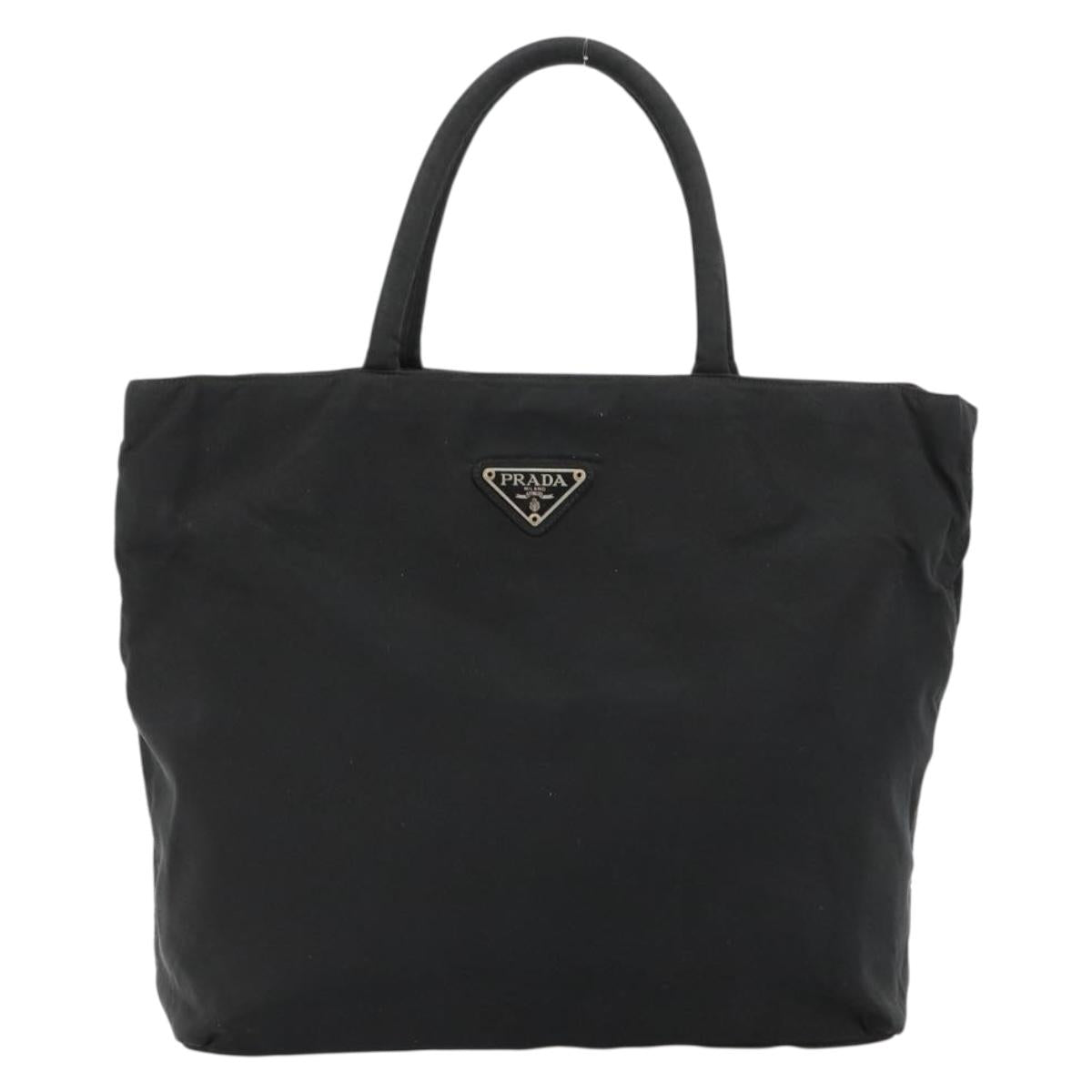 PRADA Hand Bag Nylon Black Silver Auth bs34105