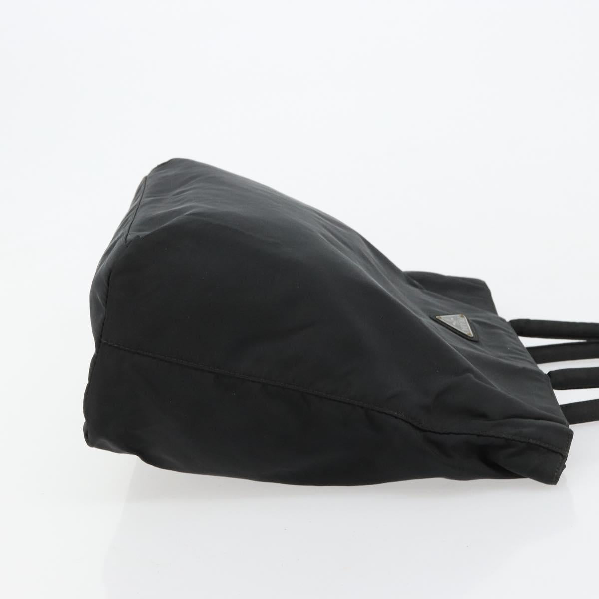 PRADA Hand Bag Nylon Black Silver Auth bs34105