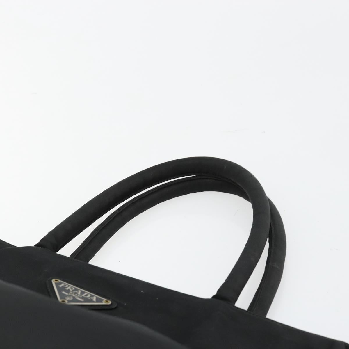 PRADA Hand Bag Nylon Black Silver Auth bs34105