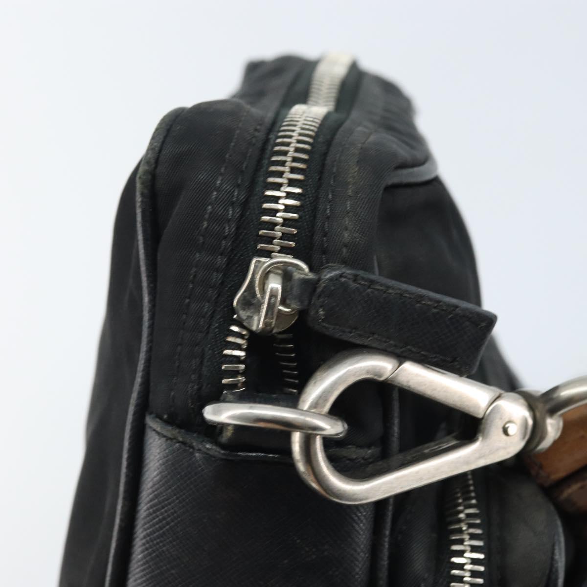 PRADA Shoulder Bag Nylon Black Silver Auth bs34107