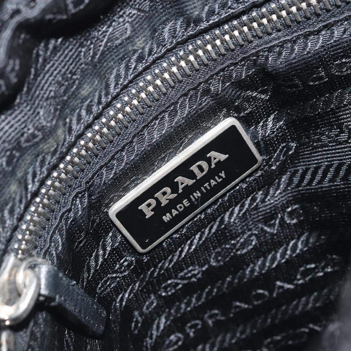 PRADA Shoulder Bag Nylon Black Silver Auth bs34107