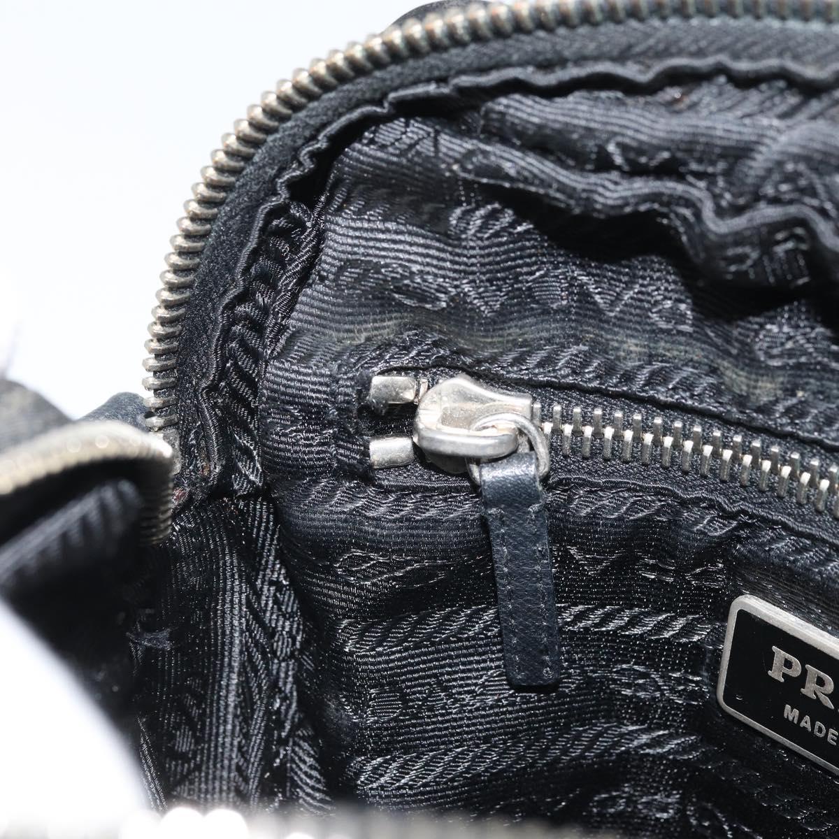 PRADA Shoulder Bag Nylon Black Silver Auth bs34107