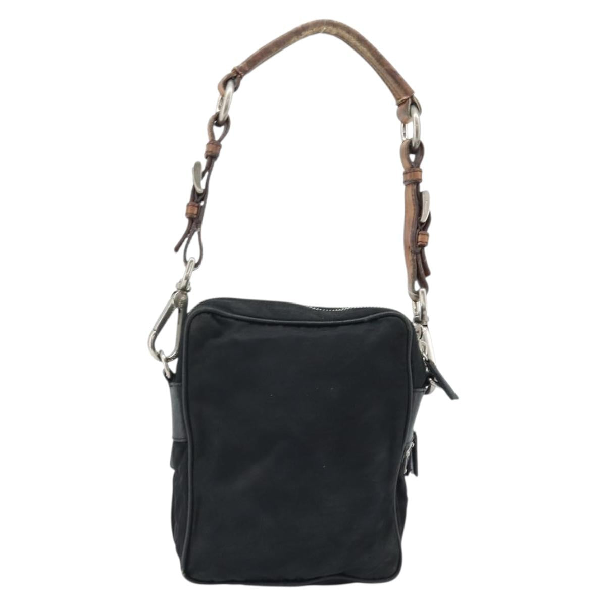 PRADA Shoulder Bag Nylon Black Silver Auth bs34107