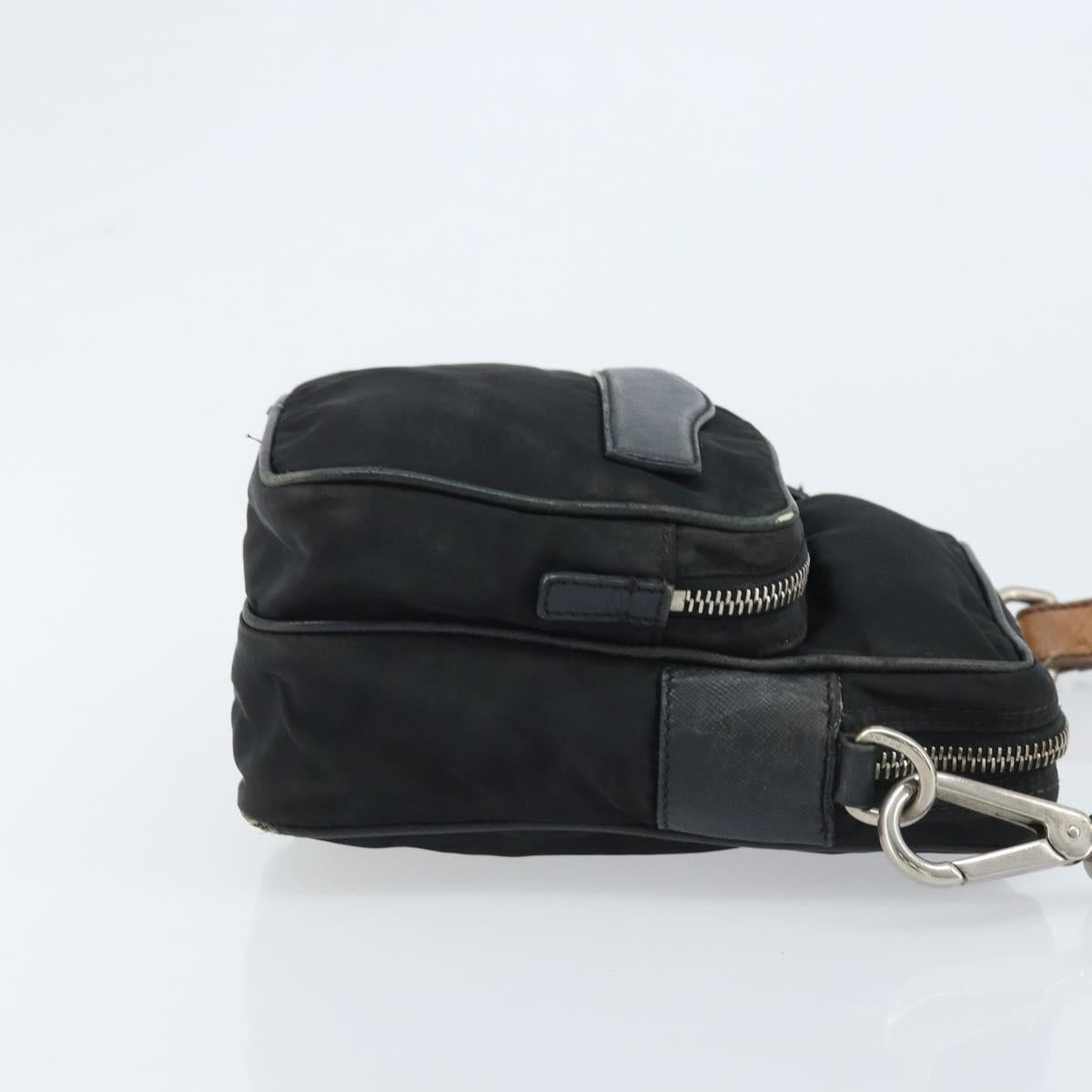 PRADA Shoulder Bag Nylon Black Silver Auth bs34107