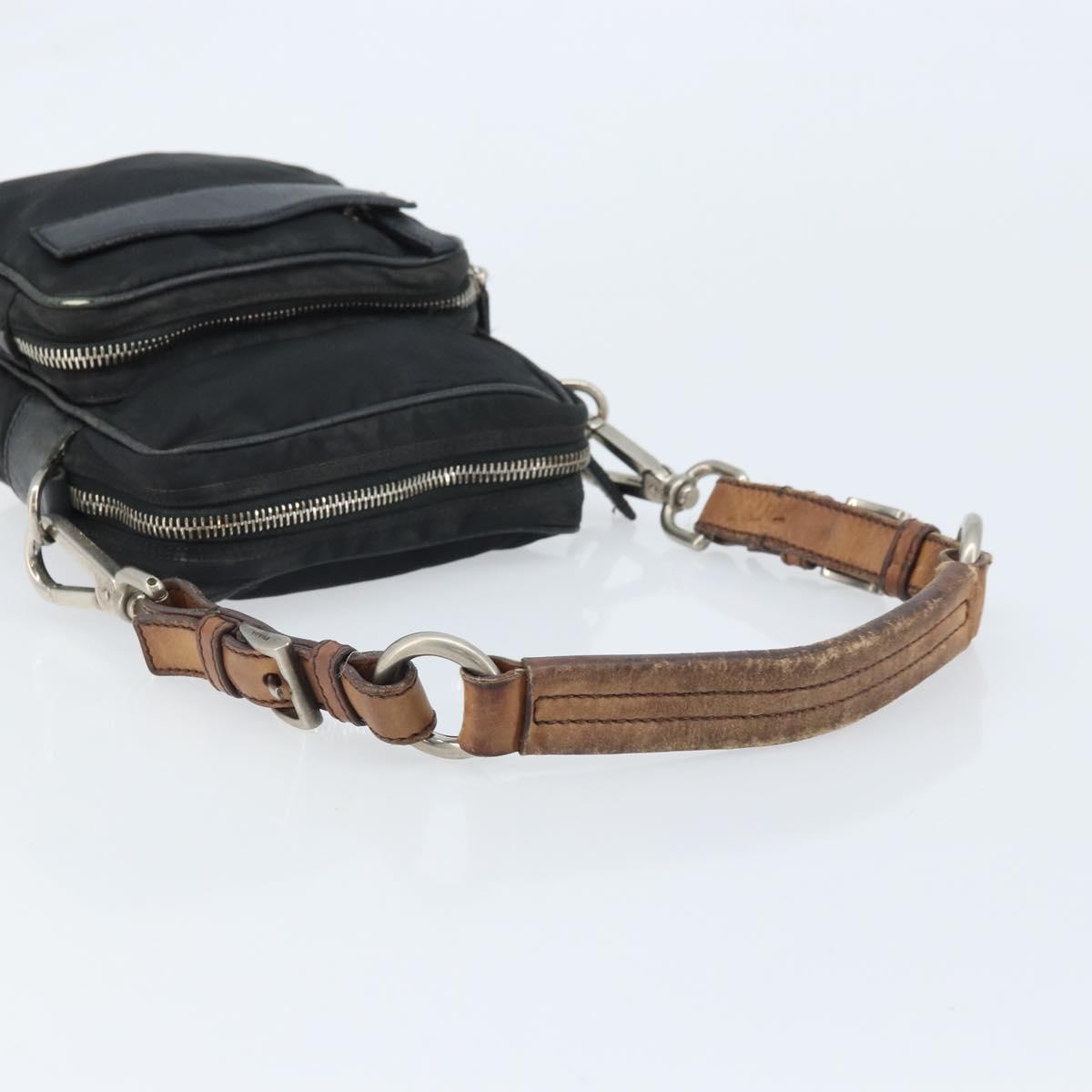 PRADA Shoulder Bag Nylon Black Silver Auth bs34107