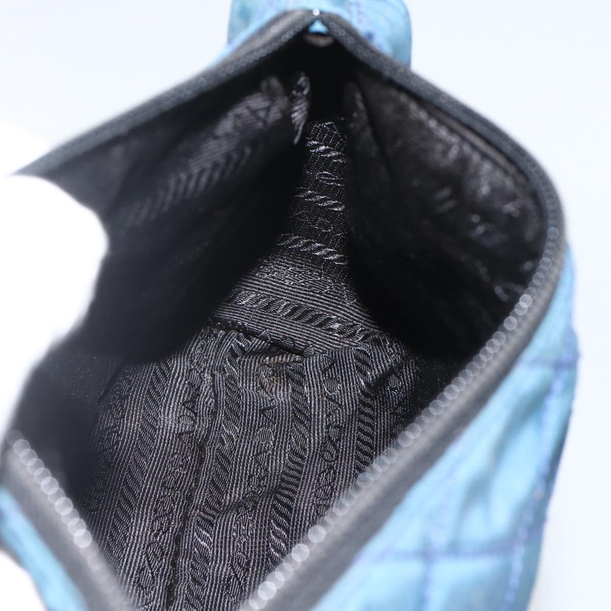 PRADA Pouch Nylon Blue Silver Auth bs34108