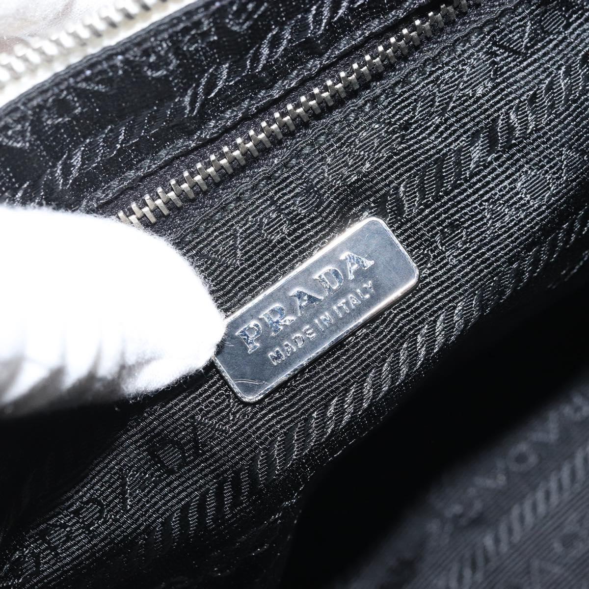 PRADA Hand Bag Nylon Silver White Auth bs34109