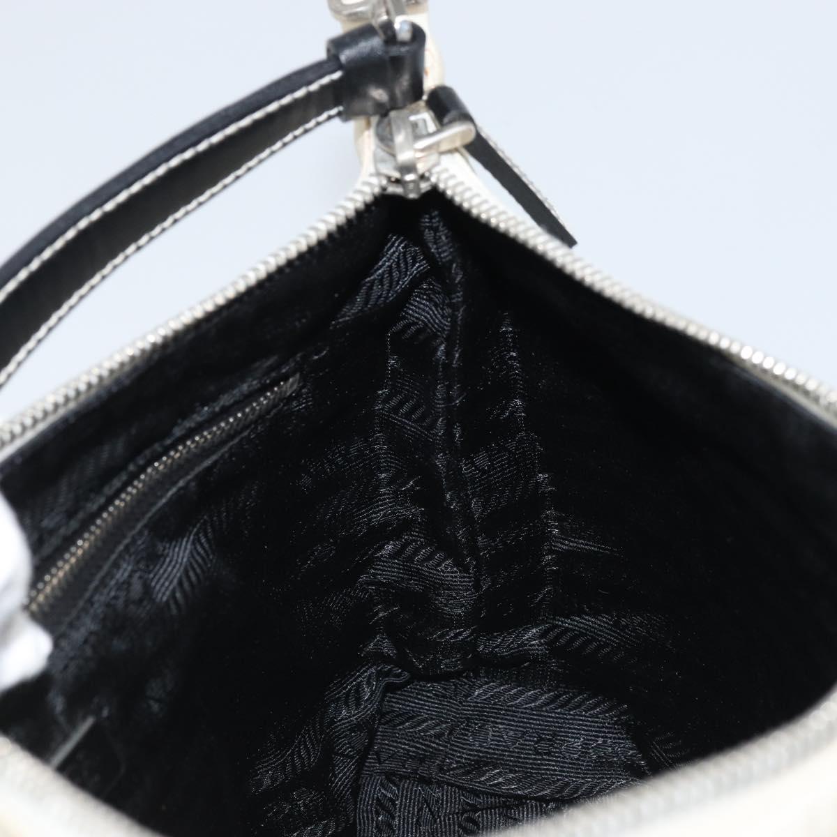 PRADA Hand Bag Nylon Silver White Auth bs34109