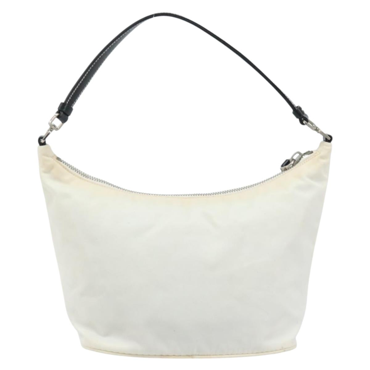 PRADA Hand Bag Nylon Silver White Auth bs34109