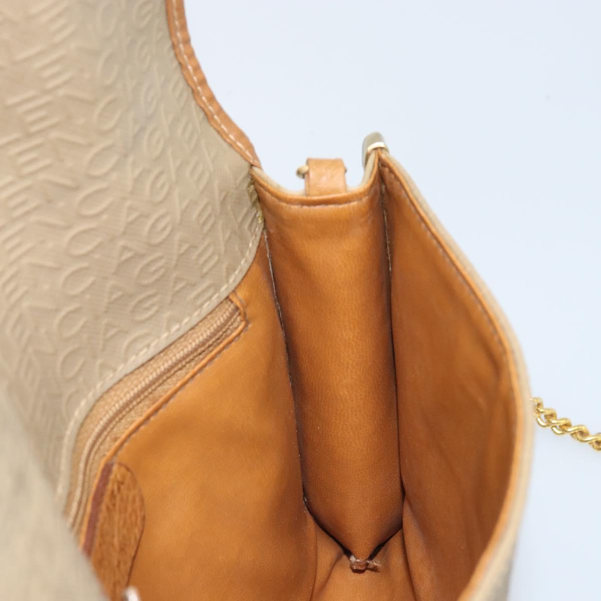 BALENCIAGA Chain Shoulder Bag PVC Leather Beige Gold Auth bs34110