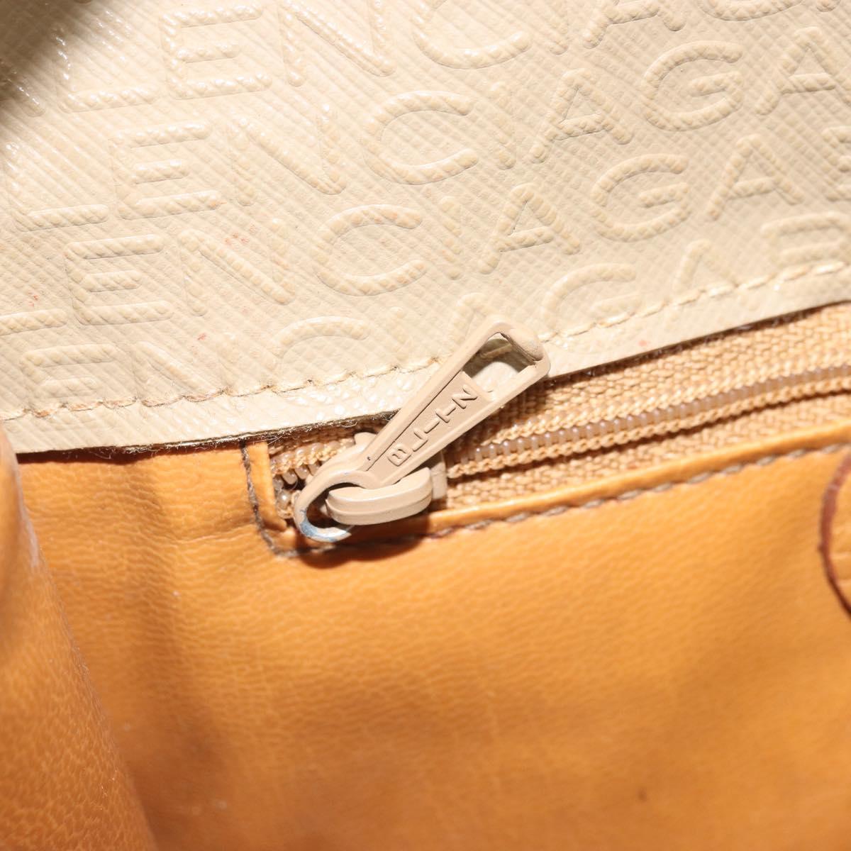 BALENCIAGA Chain Shoulder Bag PVC Leather Beige Gold Auth bs34110