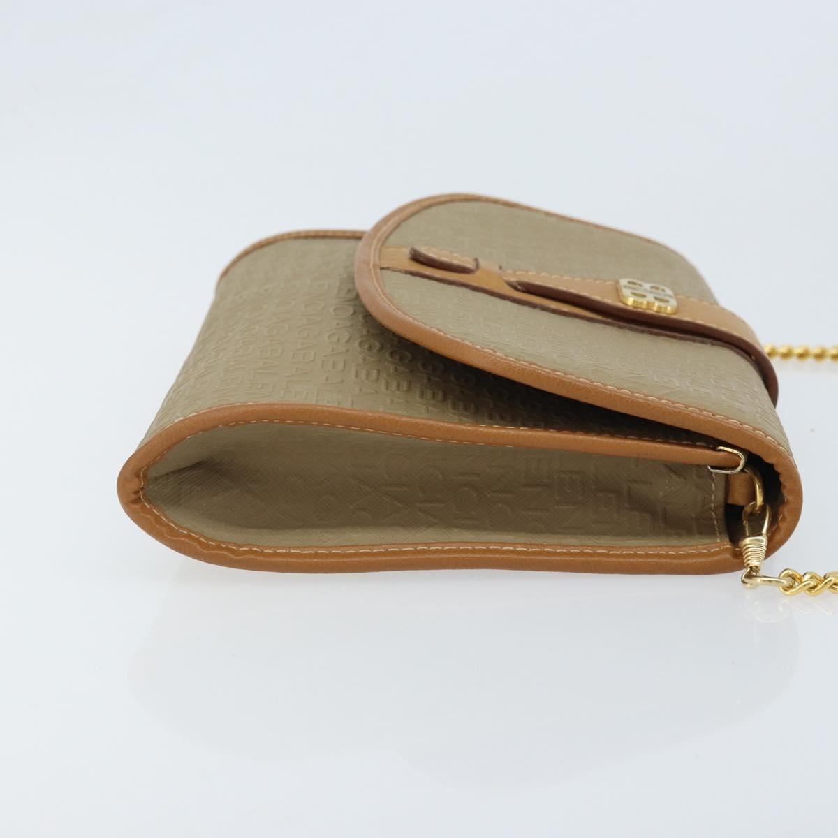 BALENCIAGA Chain Shoulder Bag PVC Leather Beige Gold Auth bs34110