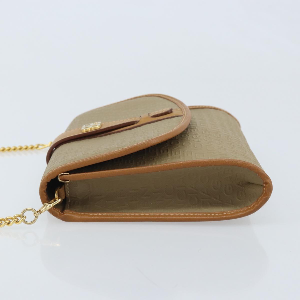 BALENCIAGA Chain Shoulder Bag PVC Leather Beige Gold Auth bs34110