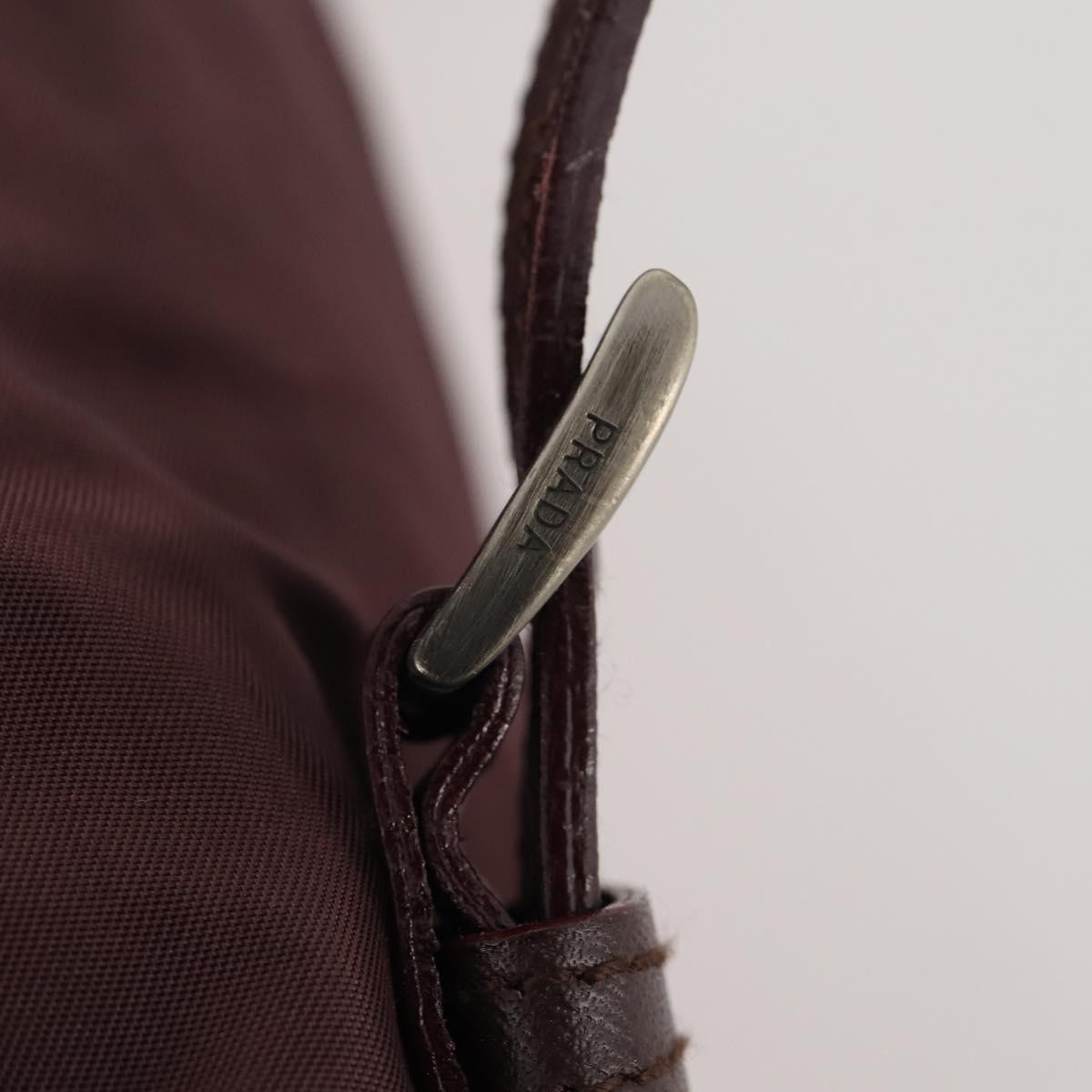 PRADA Backpack Nylon Brown Silver Auth bs34114