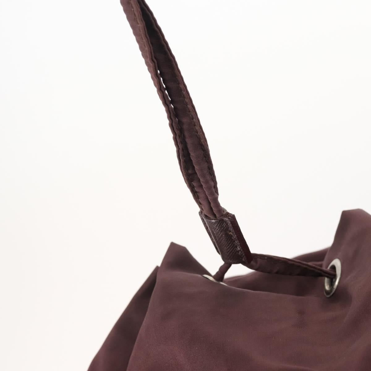 PRADA Backpack Nylon Brown Silver Auth bs34114