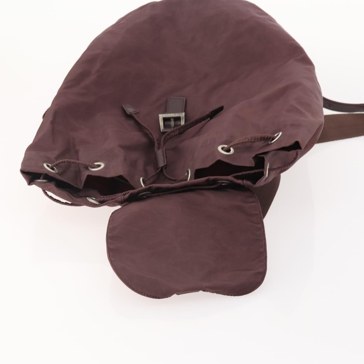 PRADA Backpack Nylon Brown Silver Auth bs34114