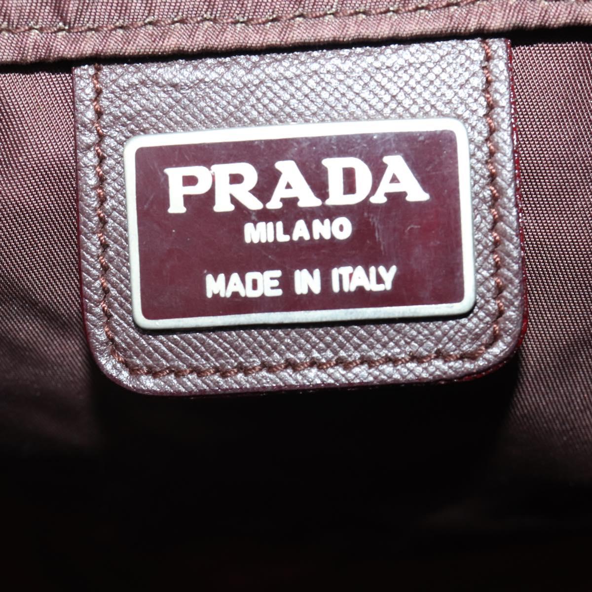 PRADA Backpack Nylon Brown Silver Auth bs34114