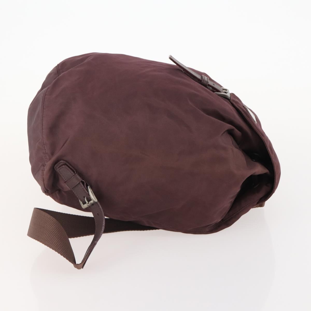 PRADA Backpack Nylon Brown Silver Auth bs34114