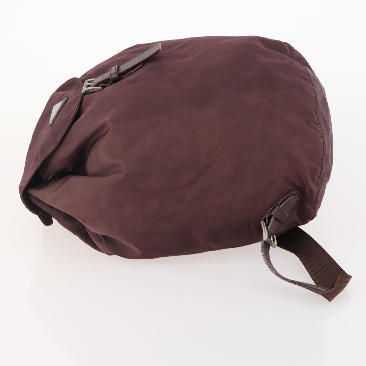 PRADA Backpack Nylon Brown Silver Auth bs34114