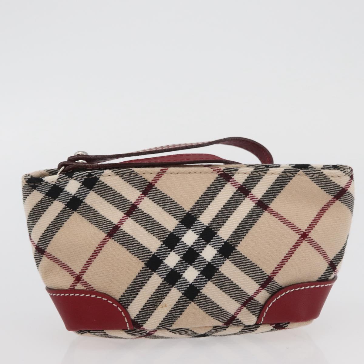 BURBERRY Nova Check Blue Label Shoulder Bag Canvas Beige Silver Auth bs34116