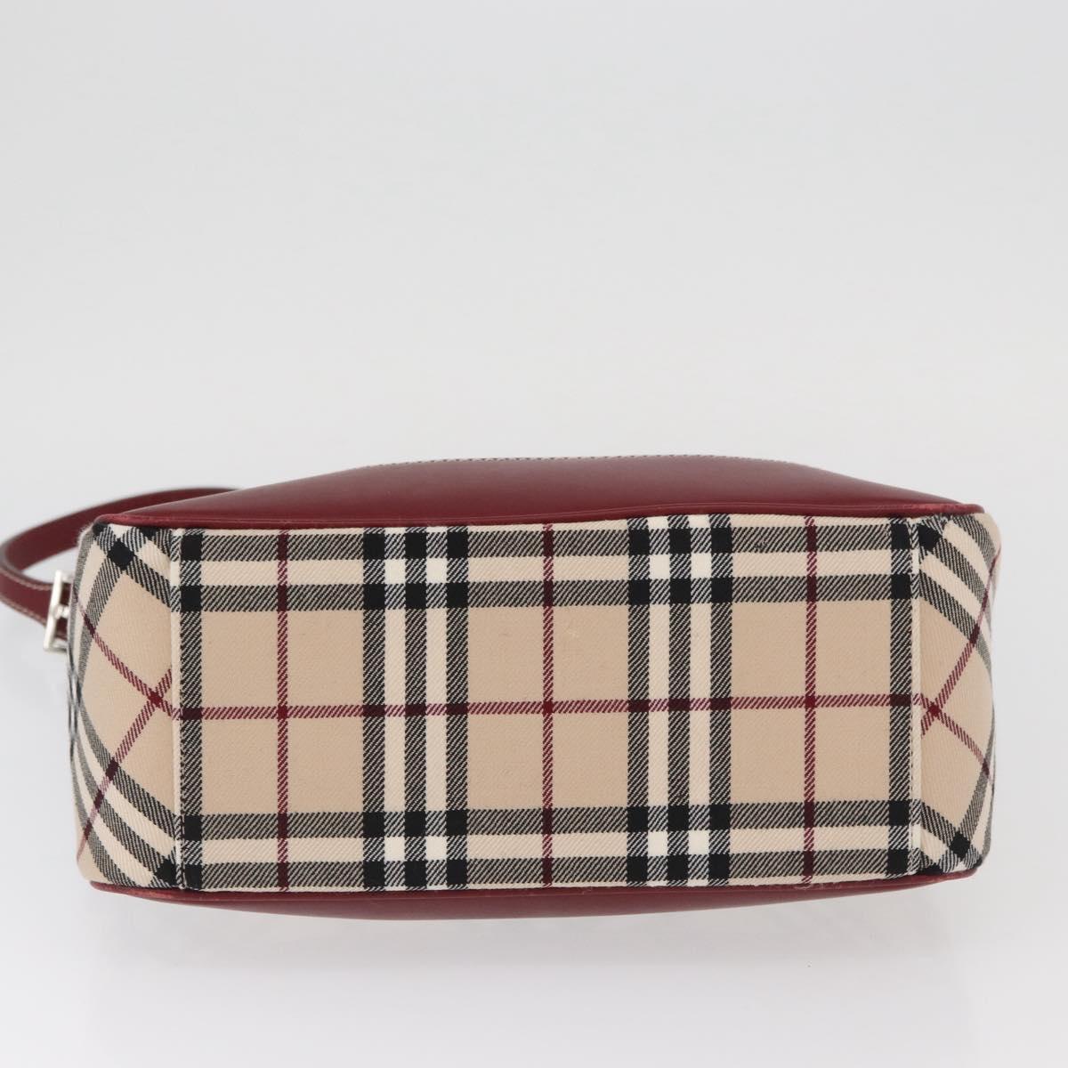 BURBERRY Nova Check Blue Label Shoulder Bag Canvas Beige Silver Auth bs34116