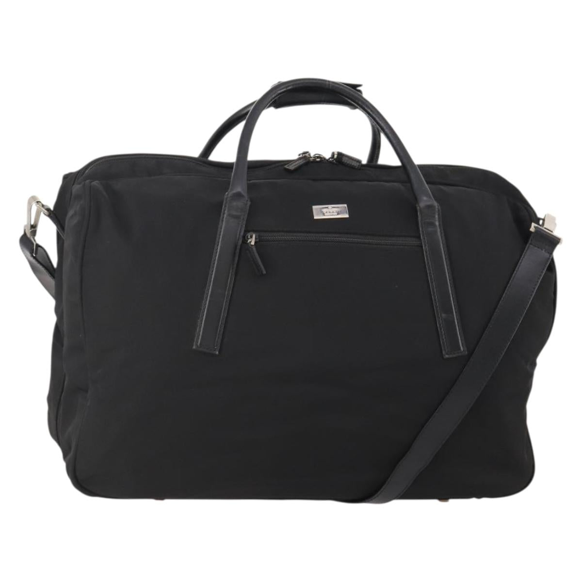 GUCCI Boston Bag Canvas 2way Black Silver 012 0393 12 Auth bs34117