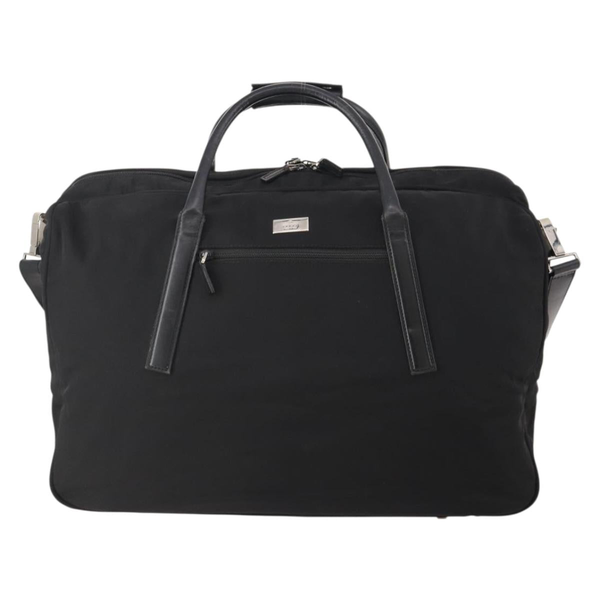 GUCCI Boston Bag Canvas 2way Black Silver 012 0393 12 Auth bs34117