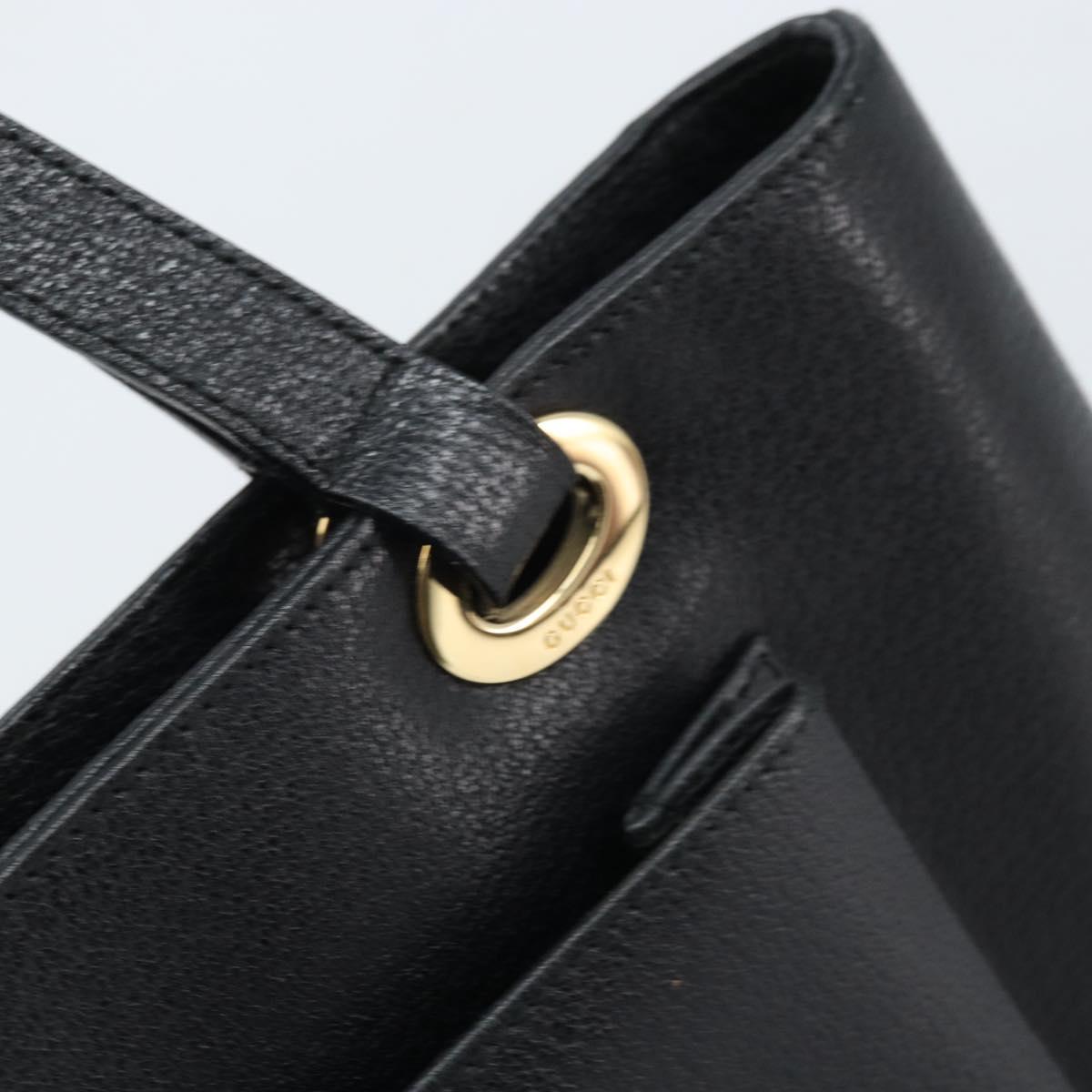 GUCCI Tote Bag Leather Black Gold 002 1817 0336 Auth bs34118