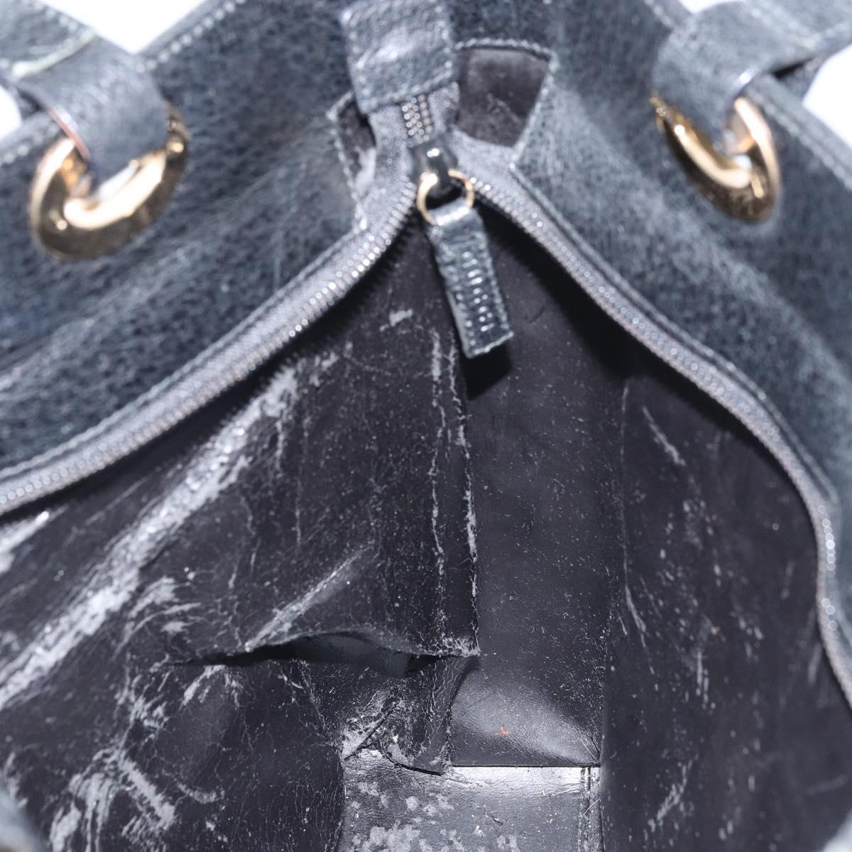 GUCCI Tote Bag Leather Black Gold 002 1817 0336 Auth bs34118