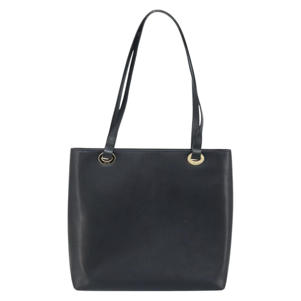 GUCCI Tote Bag Leather Black Gold 002 1817 0336 Auth bs34118