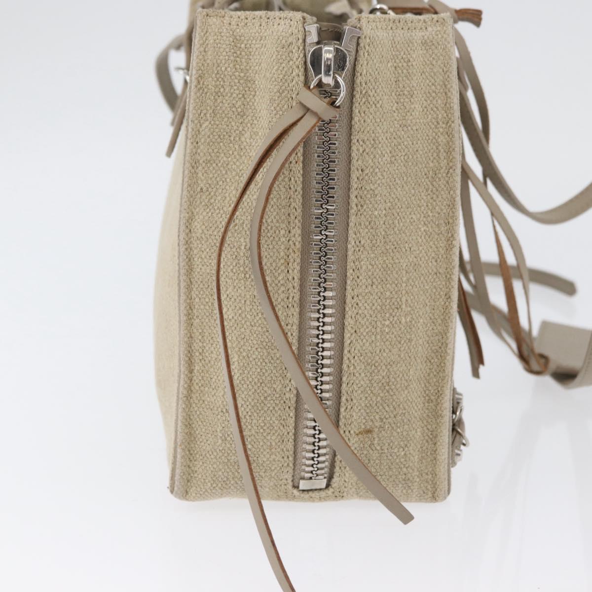 BALENCIAGA Paper A 6 Zip Around Bag Canvas 2way Beige Silver 370926 Auth bs34126