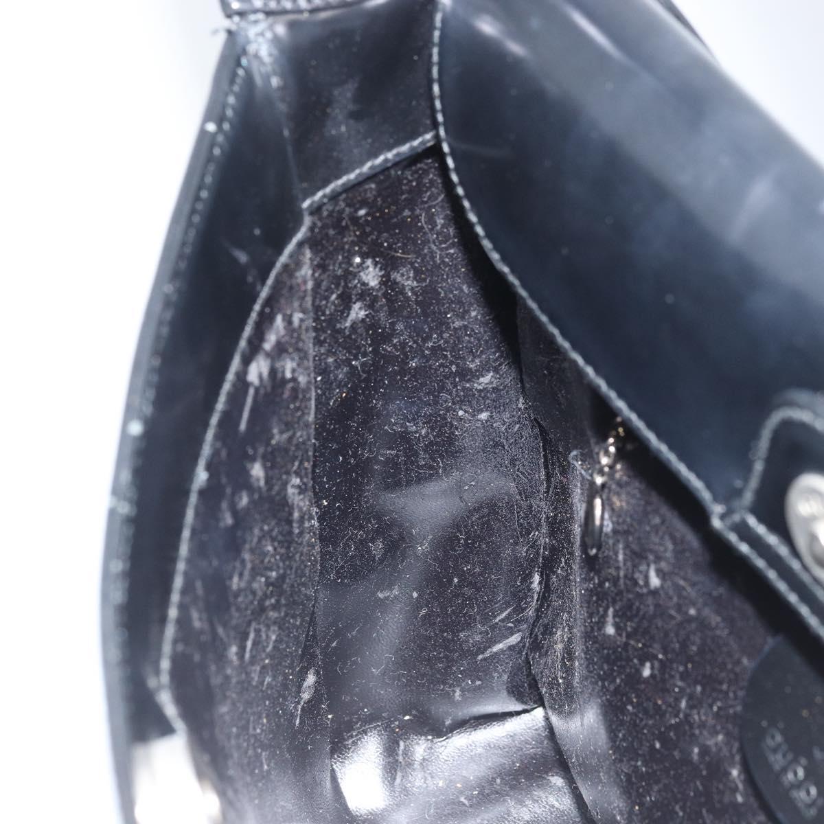 GUCCI Shoulder Bag Patent leather Silver Black 000 1013 0506 Auth bs34127