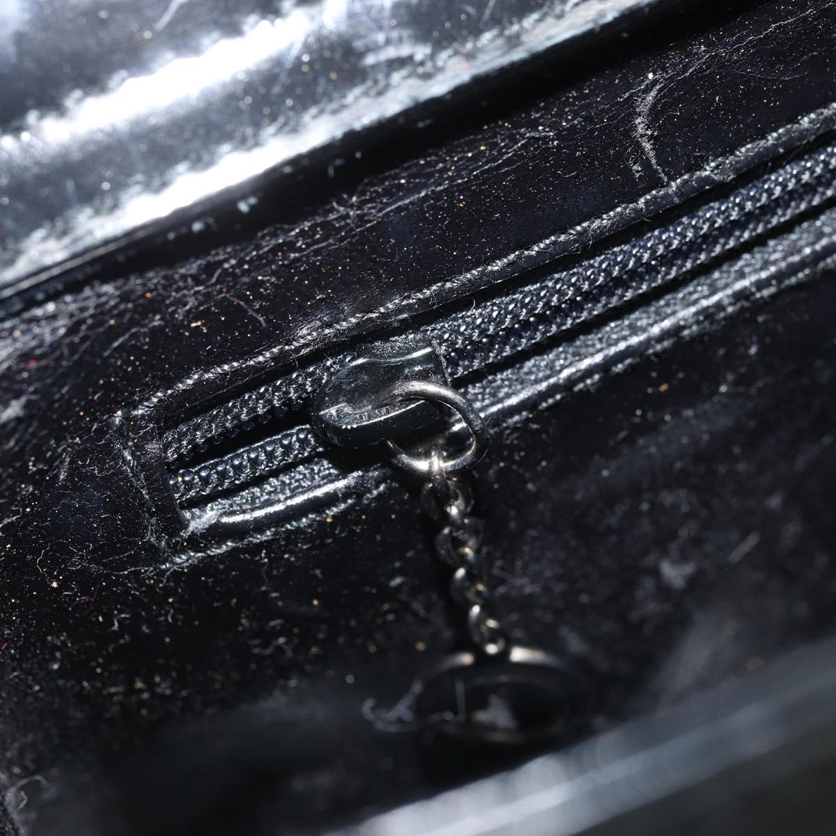 GUCCI Shoulder Bag Patent leather Silver Black 000 1013 0506 Auth bs34127